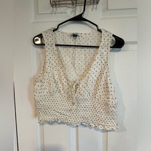 AE White Polka Dot Sleeveless Top